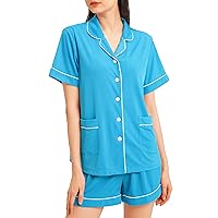 Womens Matching Button Up Pajama Pajamas Lounge Sleepwear Shorts Sets for Women Soft Comfy Preppy Bridesmaid Pj Set