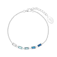 s.Oliver 2031408 Women's Bracelet 925 Sterling Silver with Synthetic Zirconia 17 + 3 cm Blue Comes in Jewellery Gift Box, Precious metal, Cubic Zirconia
