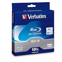 Verbatim BD-R 25GB 16X Blu-ray Recordable Media Disc - Spindle - 97238, Branded, 10 Pack