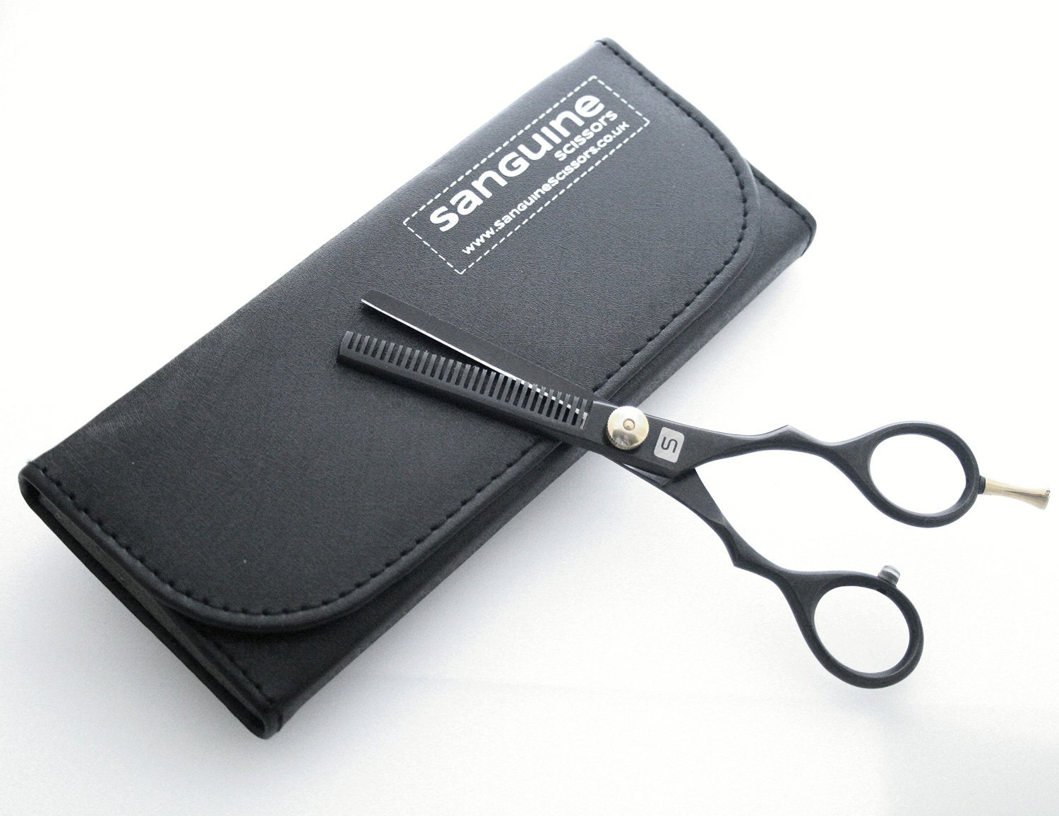 Professional Hair Thinning Scissors, Barber Hair Thinning Shears, Black Hairdressing Thinning Scissors for all Hair Type - Presentation Case
