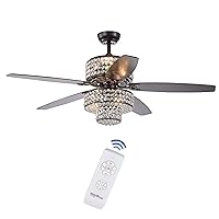 Warehouse of Tiffany CFL-8340REMO Tierna 5 52-Inch Rustic Bronze Lighted Two-Tiered Crystal Shade Remote (incl 2 Color Option Blades) Ceiling Fan