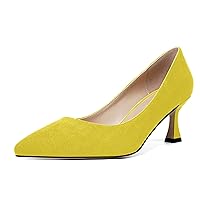 Womens Dress Pointed Toe Slip On Suede Wedding Stiletto Mid Heel Pumps Shoes 2.5 Inch