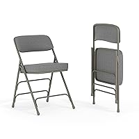 Flash Furniture 2 Pack HERCULES Series Premium Curved Triple Braced & Double Hinged Gray Fabric Metal Folding Chair