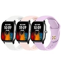 Bands Compatible with Amazfit GTS 4 / GTS 4 Mini / GTS 3 / GTS 2 / GTS 2e / GTS 2 mini / GTS, 3 PACK 20mm Quick Release Soft Silicone Sport Replacement Watch Strap for Amazfit Bip 3 / Bip 3 Pro / Bip U Pro / Bip / Bip Lite / Bip S / Bip S lite / Bip U Smart Watch Women Men