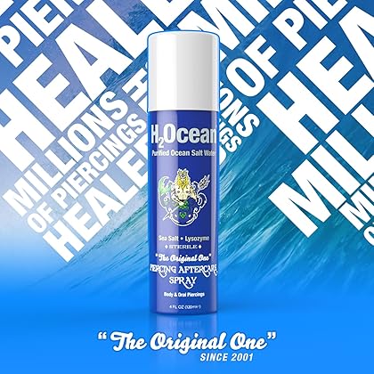 H2Ocean Piercing Aftercare Spray, Sea Salt Keloid & Bump Treatment, Wound Care Spray 4oz