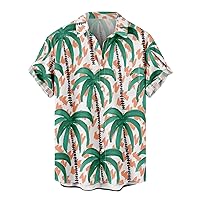Hawaiian Shirts for Men Regular Fit Short Sleeve Button Down Shirts Tropical Palm Printed Short Sleeve Bowling Shirt