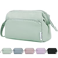 Narwey Large Women Makeup Bag Wide-open Make up Bag Travel Cosmetic Organizer Toiletry Bag for Cosmetics Toiletries Accessories (Mint Green)