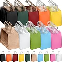 200 Pieces Small Gift Bags Bulk Paper Bags with Handle 10 Colors Goodie Bags Party Favor Bags Kids Birthday Bag Rainbow Gift Bags for Wedding Crafts Shopping Party Supplies