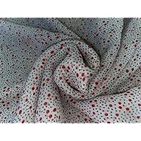 Silk Chiffon Printed Fabric White with red and Black dots 44