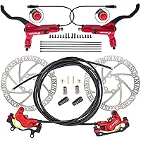 Zoom H876E 2-PIN/3-PIN 4-Pistons E-Bike Electric Power-Off Hydraulic Brake Set with 180mm Rotors, Pre-Bled Hydraulic Disc Brake Caliper Lever for eBike (Included Mounting Adapter)