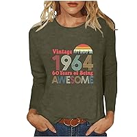 60th Birthday Gift Shirts for Women Vintage 1964 T Shirt Retro Casual 60 Years Old Birthday Party Tee Tops Outfits