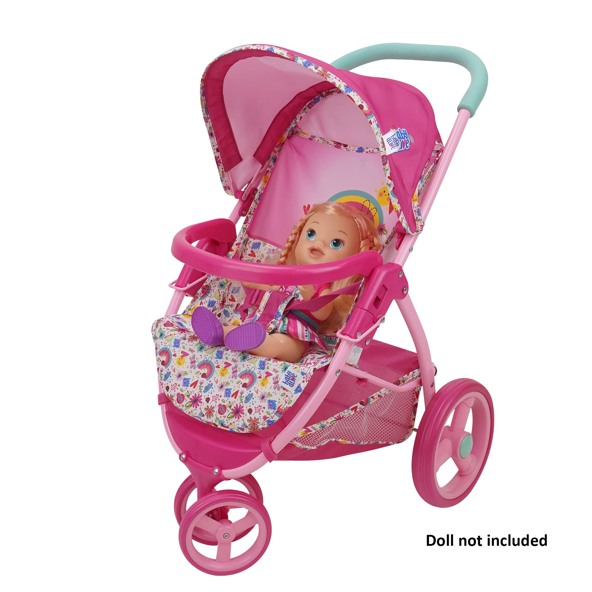 Baby Alive: Doll Jogging Stroller - Pink & Rainbow - Fits Dolls Up to 24