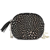 ALAZA PU Leather Small Crossbody Bag Purse Wallet Realistic Leopard Print Animal Skin Cell Phone Bags with Adjustable Chain Strap & Multi Pocket