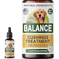 Cushings Treatment + Kennel Cough Herbal Drops for Pets Bundle - Cortisol Balance + Homeopathic Respiratory Support - w/Ashwagandha, Licorice, Rhodiola Rosea - Throat Soother - 2oz + 2oz Herbal Drops