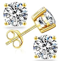 KRKC&CO Moissanite Earrings for Men, Dazzling Diamond Studs Earrings, S925 Sterling Silver, 1.2/1.6/2/3CT, D Color, VVS1, 14K White Gold Vermeil Jewelry Gifts For Boyfriends