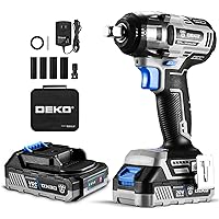 DEKOPRO 20V Cordless Impact Wrench, 1/2 Power Electric Wrench, Brushless Impact Wrench with Max Torque 258 ft-lbs (350N.m) 3200RPM, 2x2.0Ah Li-ion Battery, Variable Speed, 1 Hour Fast Charger and Tool