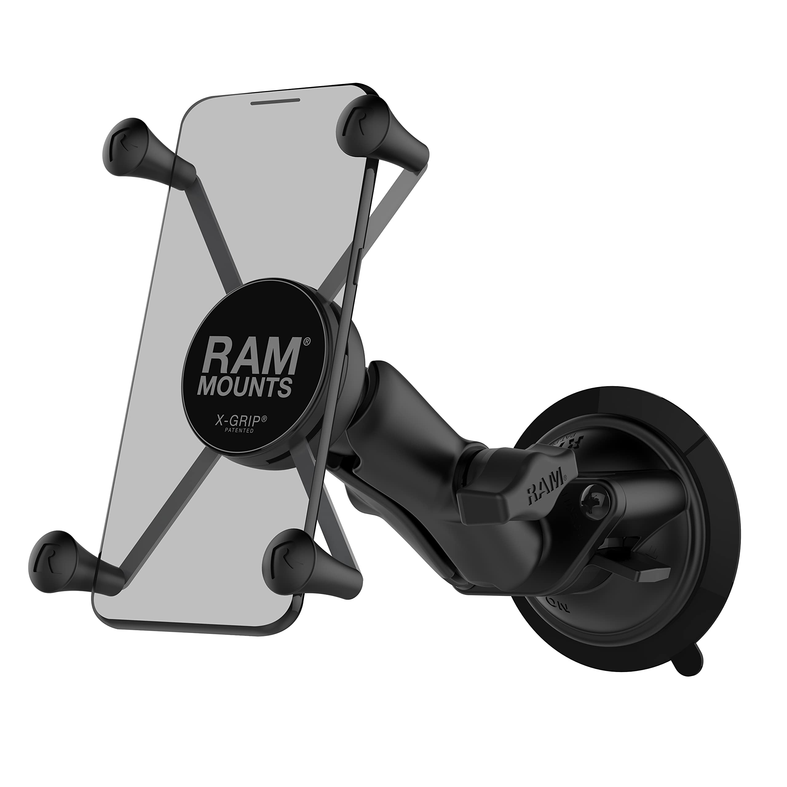 RAM Mounts X-Grip Large Phone Mount with RAM Twist-Lock Suction Cup Base RAM-B-166-UN10U with Medium Arm for Vehicle Windshields