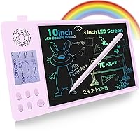 Doodle Board Christmas Toys for Girls Boys: Kids LCD Writing Tablet 10inch - Toddler Gifts Painting Pad with Dual Screen - Learning Educational Tool for Ages 3-8 Year Old Birthday(Pink)