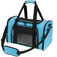 Large Pet Carrier, Soft Sided Cat Carriers for Large Cats Under 20 lbs, Soft Dog Carriers for Medium Dogs Small Dogs, Collapsible Cat Carrier for 2 Cats Travel Carrier -Blue
