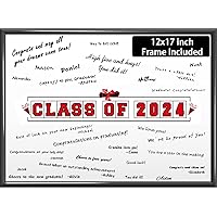 2024 Graduation Decorations Class of 2024 Signature Board Frame Green Grad Guest Book Alternatives Graduation Signing Card for Party Supplies Graduation Gift Display Card 12 x 17in Sign Poster