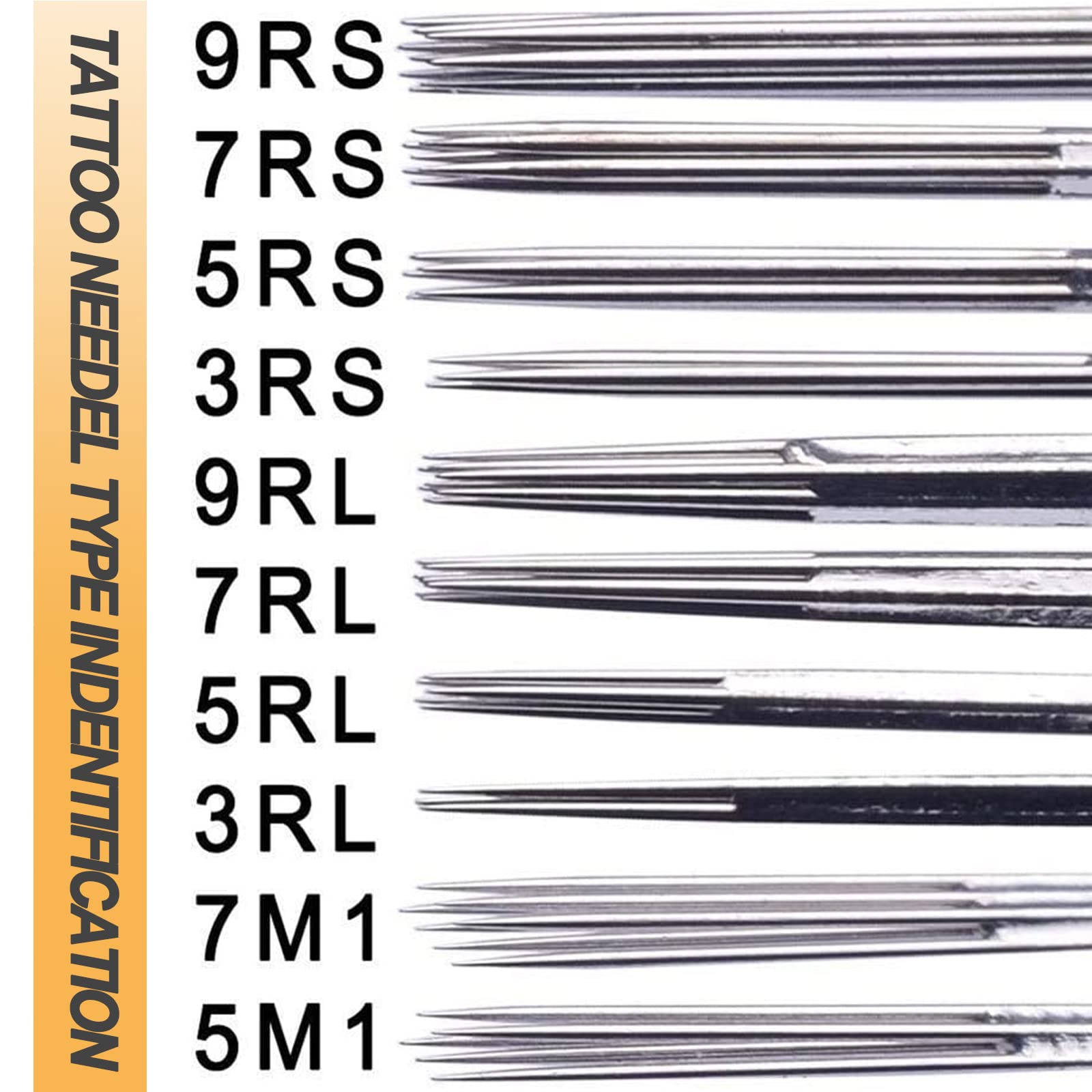 Tattoo Needles - Yuelong 100 Pieces Disposable Mixed Tattoo Guns Needles 3rl, 5rl, 7rl, 9rl, 3rs, 5rs, 7rs, 9rs, 5m1, 7m1, Used For Tattoo Machine,Tattoo Kit and Tattoo Supplies
