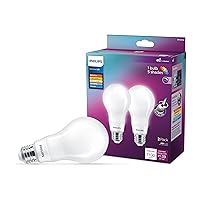 White Dial Flicker-Free Frosted Dimmable A21 Light Bulb - EyeComfort Technology - 1600 Lumen - 5 Shades of White - 12W=100W - E26 Base - Indoor - 2-Pack