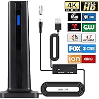 Amplified HD TV Antenna 300 Mile Digital Indoor & Outdoor, Smart TV Antenna with Signal Booster Switch Support Universal Home&RV,17 ft Coax Cable - Perfect for 4K 1080p Smart TVs N' Old TVs (Black)