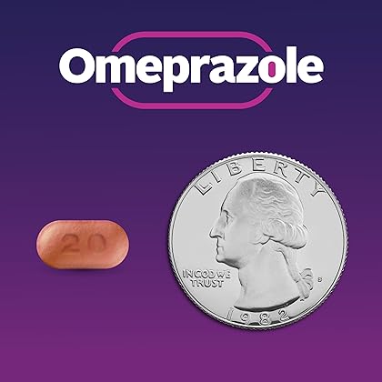 GoodSense Omeprazole Delayed Release Tablets 20 mg, Stomach Acid Reducer for Frequent Heartburn Treatment,Brown 42 Count