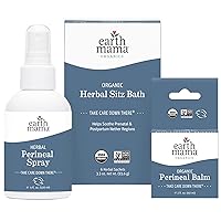 Earth Mama Postpartum Recovery Kit, Take Care Down There® Trifecta with Organic Perineal Balm, Sitz Bath & Herbal Peri Spray, 3-Piece Set