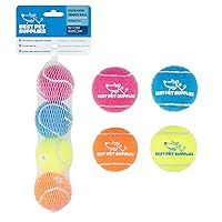 Best Pet Supplies Squeaky Tennis Toys for Dogs, 4-Pack, Heavy-Duty Interactive Pet Toys for Throwing and Fetching, Supports Exercise and Natural Behavior Training, Durable - Small