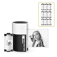 KODAK Memo Shot ERA Kids Instant Digital Camera and Photo Label Printer (White, Camera + 10 Rolls)