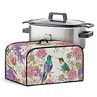 Hummingbird Floral Slow Cooker Cover for Women Trendy Air Fryer Cover Dust Cover with Storage Pocket and Handle Portable Slow Cooker Carrying Bag Kitchen Small Appliance Covers Gifts