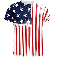 Old Glory 4th of July Brushed American Flag All Over Adult T-Shirt