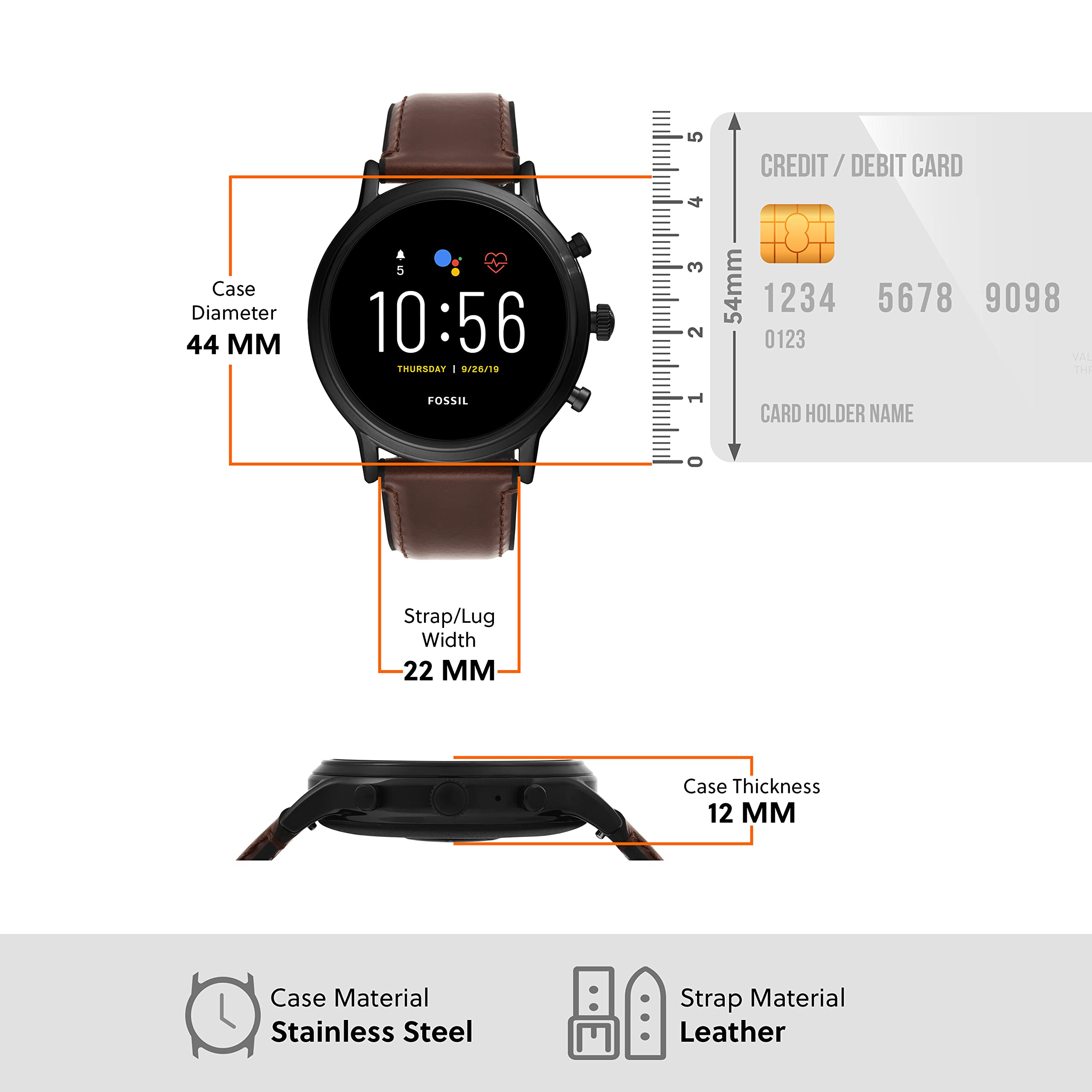 Fossil Gen 5 Carlyle Stainless Steel Touchscreen Smartwatch with Speaker, Heart Rate, GPS, Contactless Payments, and Smartphone Notifications