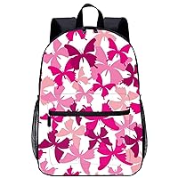 Pink Butterfly Cancer Over 17 Inch Laptop Backpack Large Capacity Daypack Travel Shoulder Bag for Men&Women