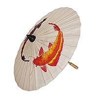 NOVICA Handmade Saa Paper Parasol Multicolor Thailand Decor Accessories Home Accents Upcycled Animal Themed 'Lucky Koi'