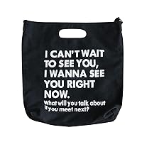 Celebrity GBMV-V042 Canvas Tote Bag, English Print, Big Tote, Shoulder Bag, Large Capacity, Compatible with A4, School Bag, Mothers Bag, Magnetic Button, Handbag