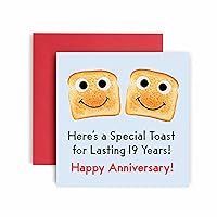 Huxters 19th Anniversary Card – Here's a Toast – Funny Anniversary Cards for Him and Her –148 by 148mm Anniversary Cards for Husband and Wife – 19th Wedding Anniversary Card with Envelope (19th)