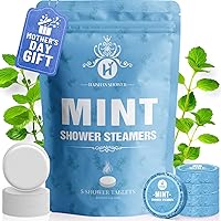 Shower Steamers Aromatherapy, 5-Pack Shower Bombs Organic Mint Essential Oil, Easter Basket Stuffers Gifts for Women or Men, Birthday Gifts for Girlfriend Mom