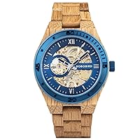 BOBO BIRD Mens Wooden Watches Skeleton Mechanical Wooden Watch Lightweight Luxury Wrist Watches with Natural Wood Band Limited Collection for Men