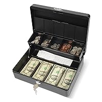 CARL CB-2011 Deluxe Tiered Tray Cash Box, Large, Black