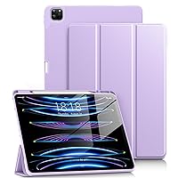for iPad Pro 12.9 Inch 6th / 5th / 4th / 3rd Generation Case 2022/2021/2020/2018 with Pencil Holder, Smart Slim Trifold Stand Cover with Soft TPU Back, Auto Wake/Sleep, Taro Purple