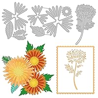 GLOBLELAND Chrysanthemum Embossing Template Flower Silhouettes Carbon Steel Die Cuts Plants Leaves Embossing for Scrapbooking Card DIY Craft Decoration