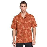 Sun Palm Tree Hawaiian Shirt for Men,Men's Casual Button Down Shirts Short Sleeve for Men S