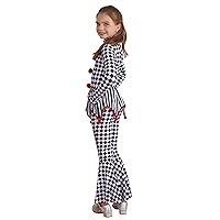 Kids Girls Halloween Theme Party Roly Play Long Jumpsuit Checkerboard Print Joker Romper Dress