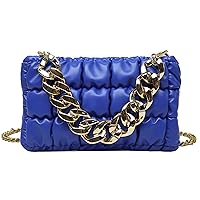Women's Handheld PU Texture Shoulder Crossbody Bag with Chain Strap Stylish Clutch Purse Bubble Totes Hobo Messenger Bag