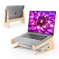 Wood Laptop Stand,Universal Computer Stands for Desk,Vertical Laptop Holder for MacBook Pro, Wooden Laptop Riser for MacBook Air, Dell, HP, Lenovo Compatible with 13.3 to 17.3 Inches All Laptops