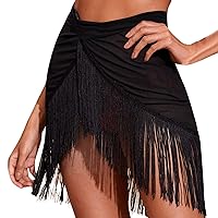 Super Soft Swim Vest Cover Skirt Wraps Up Ups Sheer Trim Drawstring Wrap Beach Shiny Ruffle Skirt Cover Women