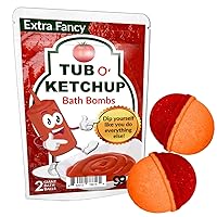 Tub O Ketchup Bath Bombs - Funny Ketchup Colored Bath Balls for Men - XL Black Cherry Bath Fizzers, Handcrafted, Made in America, 2 Count
