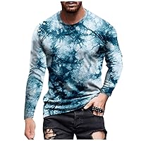 Men's Long Sleeve Crewneck Gradient T-Shirt Casual Fashion Lightweight Tee Tops Slim Fit Workout Muscle Shirts Tops